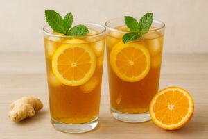 Té helado de naranja con jengibre